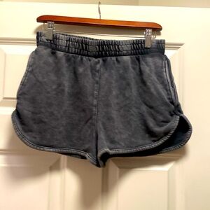 Grey acid wash booty shorts